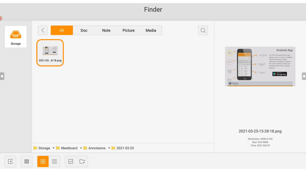 save to sotrage in Finder app
